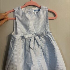 Jacadi Blue and White Striped Dress with Bow